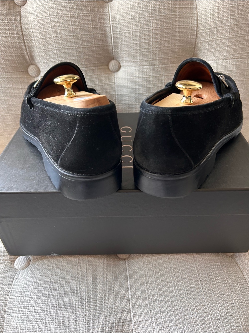 Gucci Black Men's Suede Bit Loafers - size 11.5
Very good condition. Clean. - Picture 5 of 7